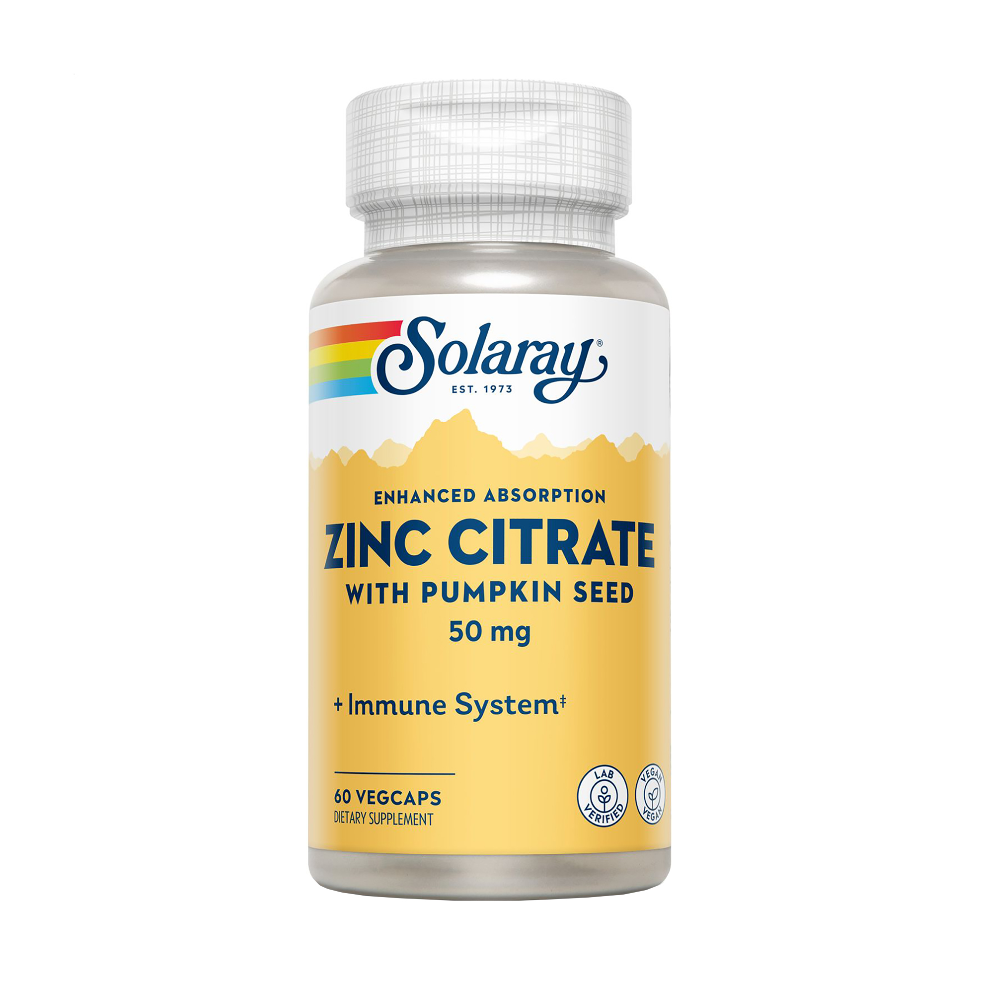 Цитрат цинку Solaray Zinc Citrate With Pumpkin Seed 50 мг, 60 вегетаріанських капсул